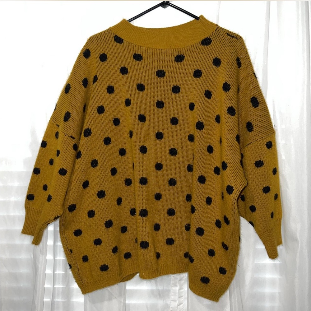 Chic Mustard Polka Dot Sweater